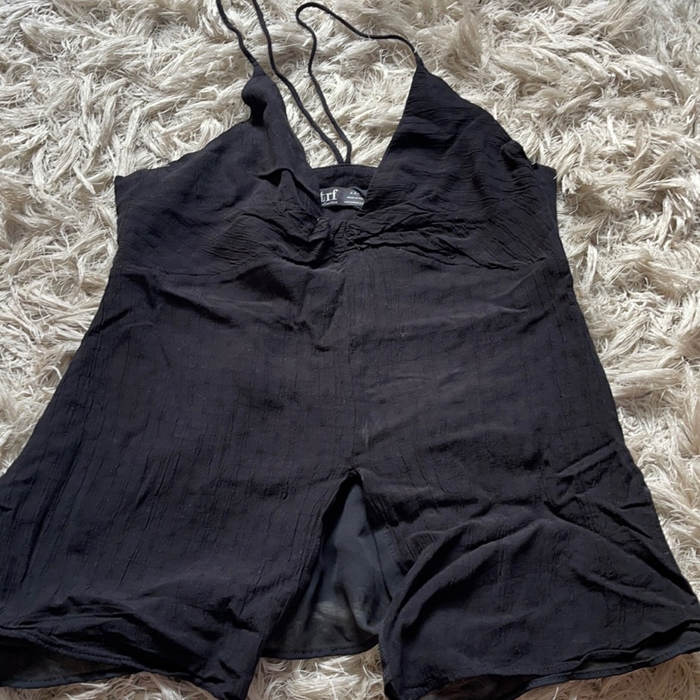 black, detailed zara blouse